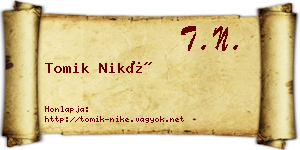 Tomik Niké névjegykártya